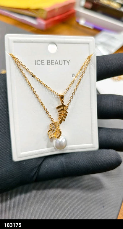 Pearl & Leaf design Double Layered Chain (ATC_011)