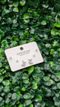 American Diamond Combo Earrings Card - Leaf with Pearl- Silver (ATE_008)