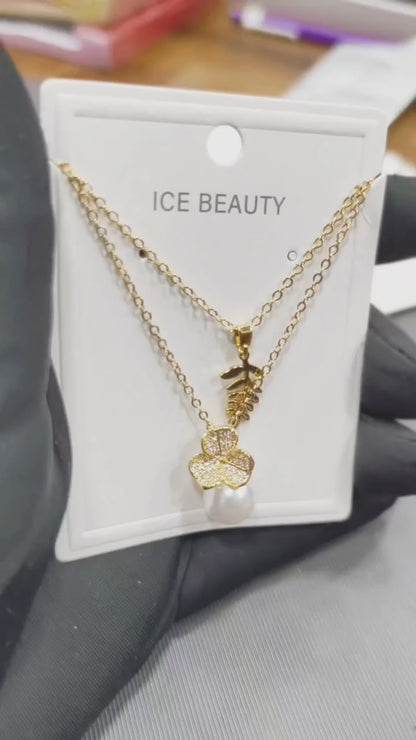 Pearl & Leaf design Double Layered Chain (ATC_011)